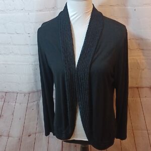 ECLA  Black Open Carnigan Everyday Women's Long Sleeve Sweater L